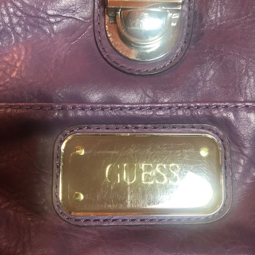 GUESS SM Clutch Handbag Purple Faux Leather Purse